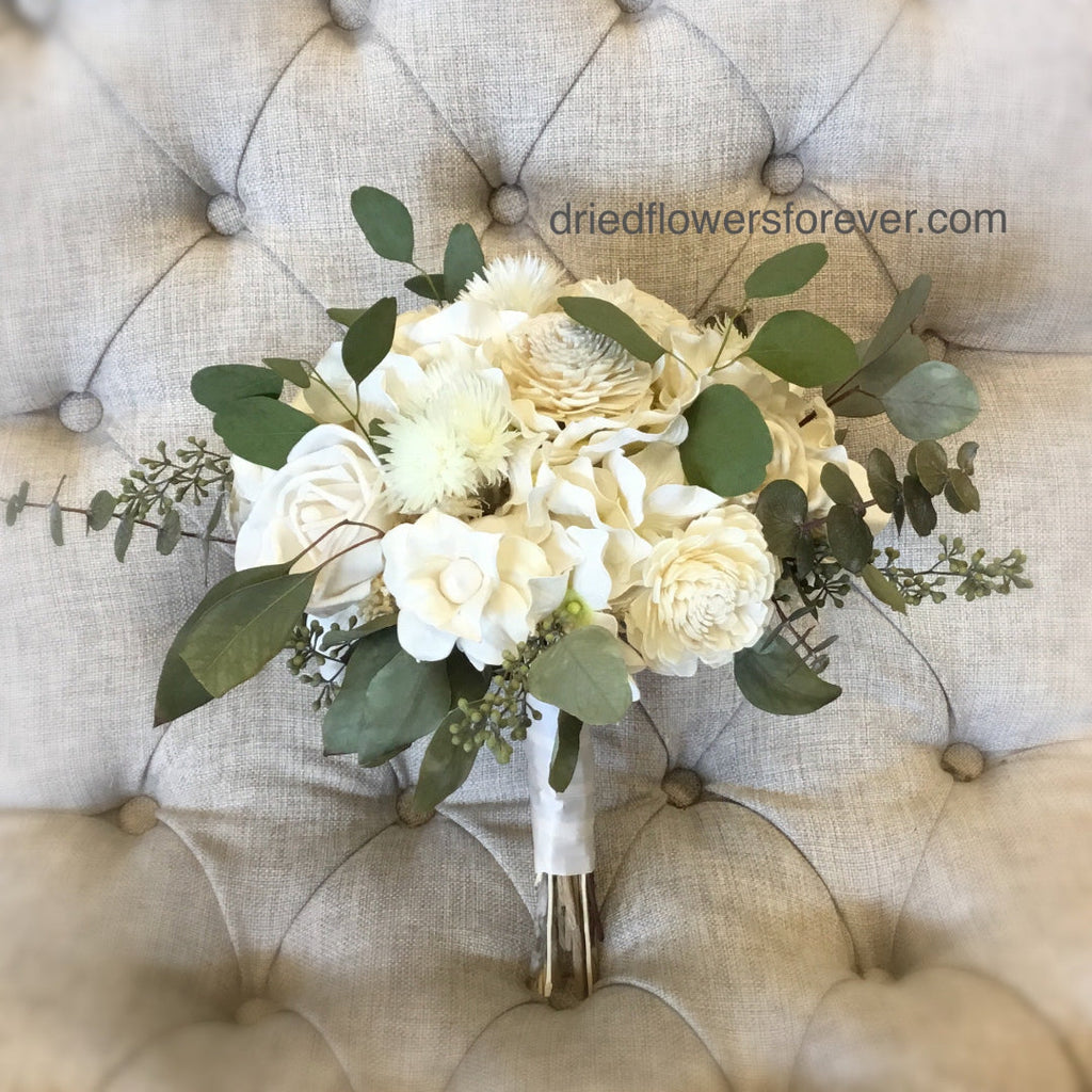 Ivory White & Green Classic Wedding Bouquet