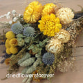 Dried Flower Bouquet - Yellow & Blue Gray
