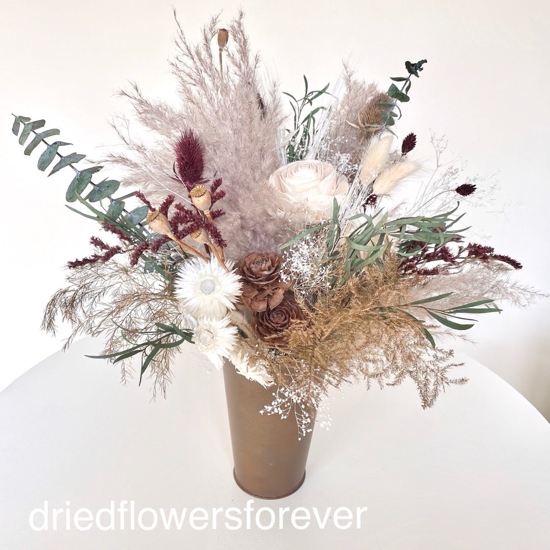 Neutral Bouquet - Burgundy & Eucalyptus