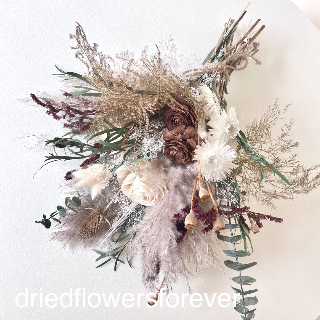 Neutral Bouquet - Burgundy & Eucalyptus