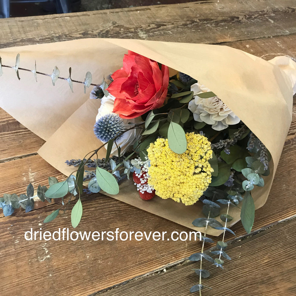 Poppy Red Dried Flower Bouquet
