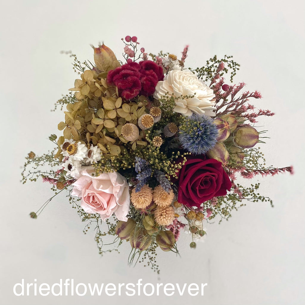 Burgundy & Pale Peach Floral Arrangement
