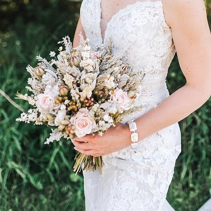 Peach Pink Vintage Wedding Bouquet