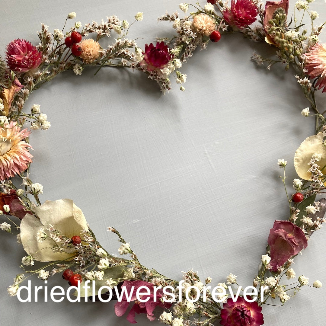 Pink Heart Wreath in White Frame