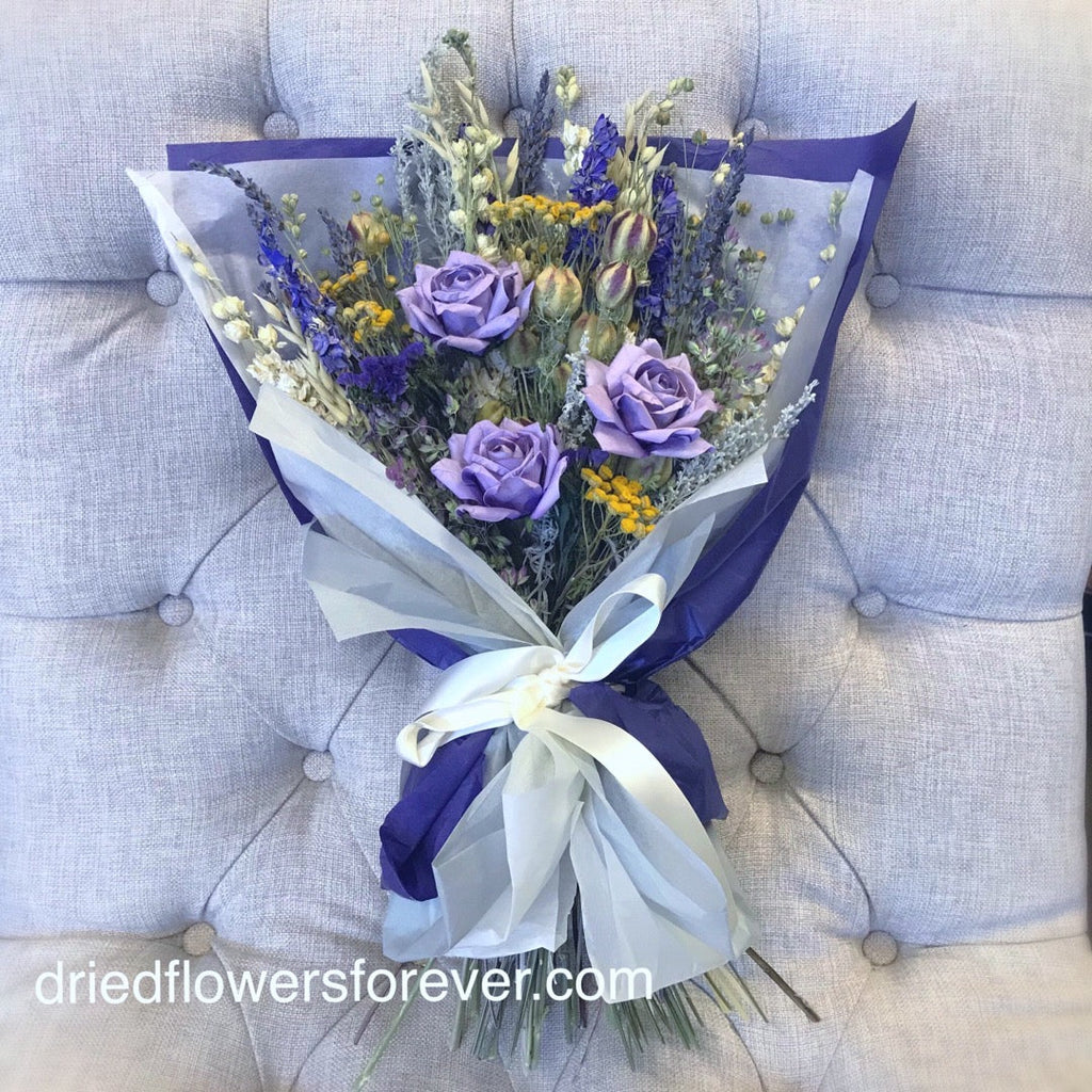 Purple Dried Flower Gift Bouquet